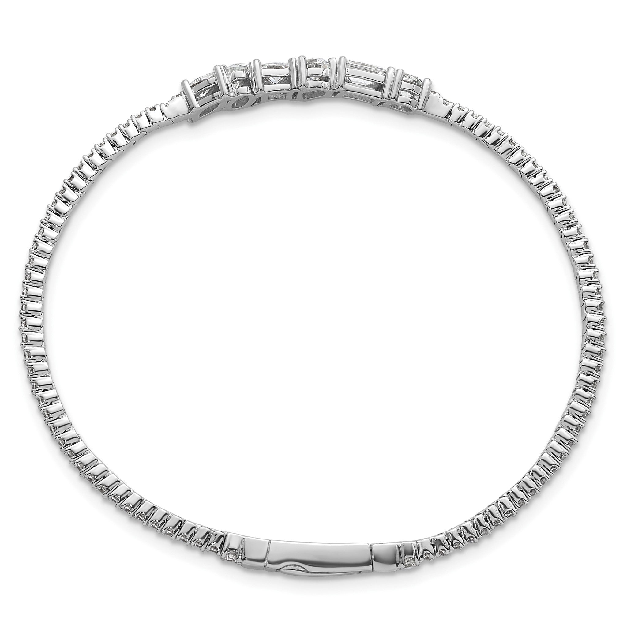 86-Stone Cubic Zirconia Bangle in Sterling Silver, Flexible Secondary image