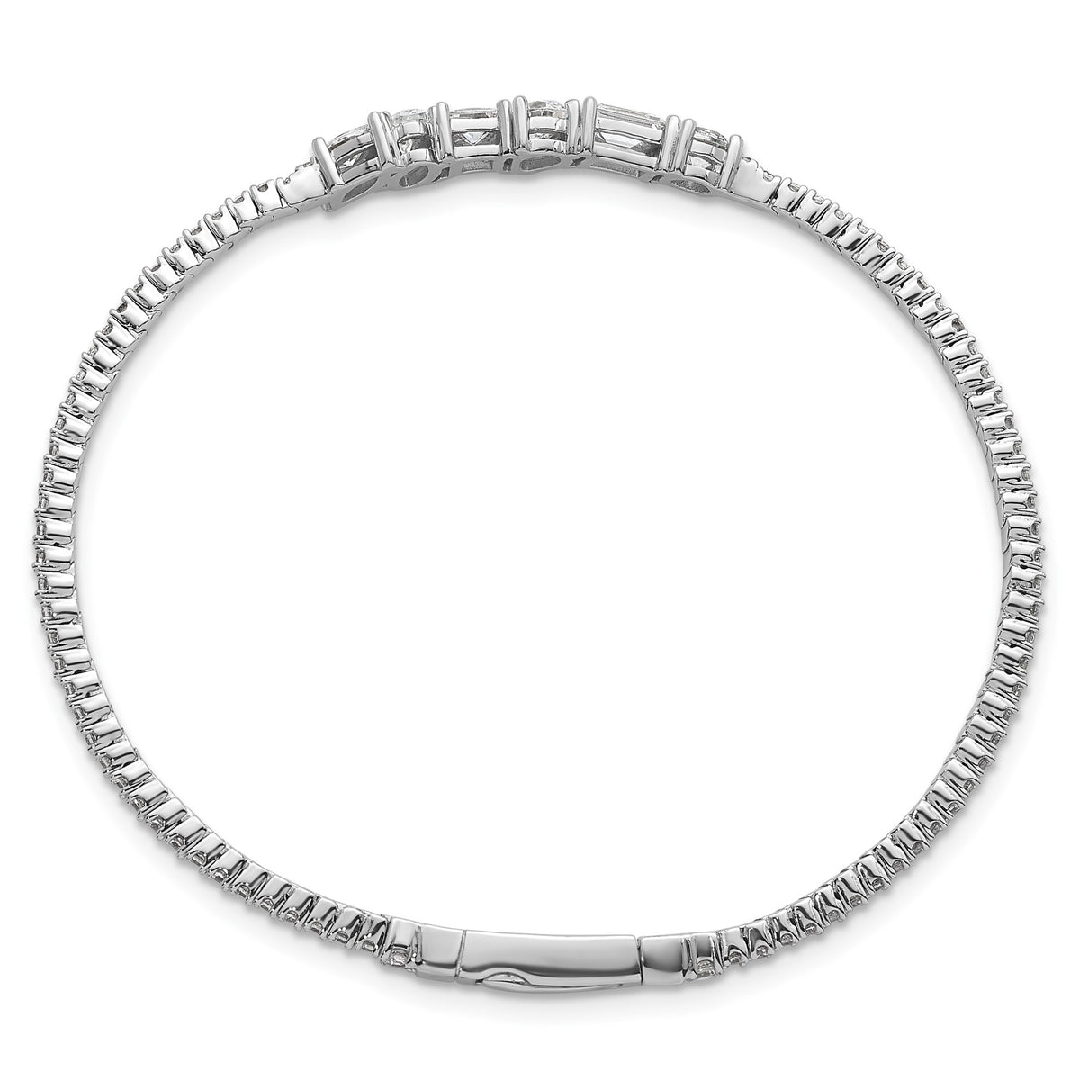 86-Stone Cubic Zirconia Flexible Bangle Bracelet in Sterling Silver - Sophia Jewelers