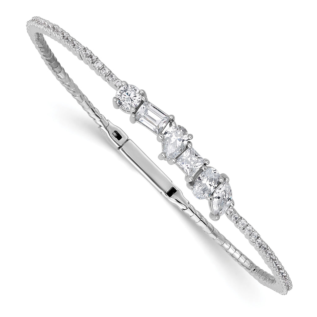 86-Stone Cubic Zirconia Flexible Bangle Bracelet in Sterling Silver - Sophia Jewelers