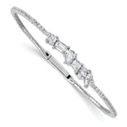 86-Stone Cubic Zirconia Flexible Bangle Bracelet in Sterling Silver - Sophia Jewelers
