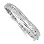 Three-Row Cubic Zirconia Bangle Bracelet in Sterling Silver, Hinged - Sophia Jewelers