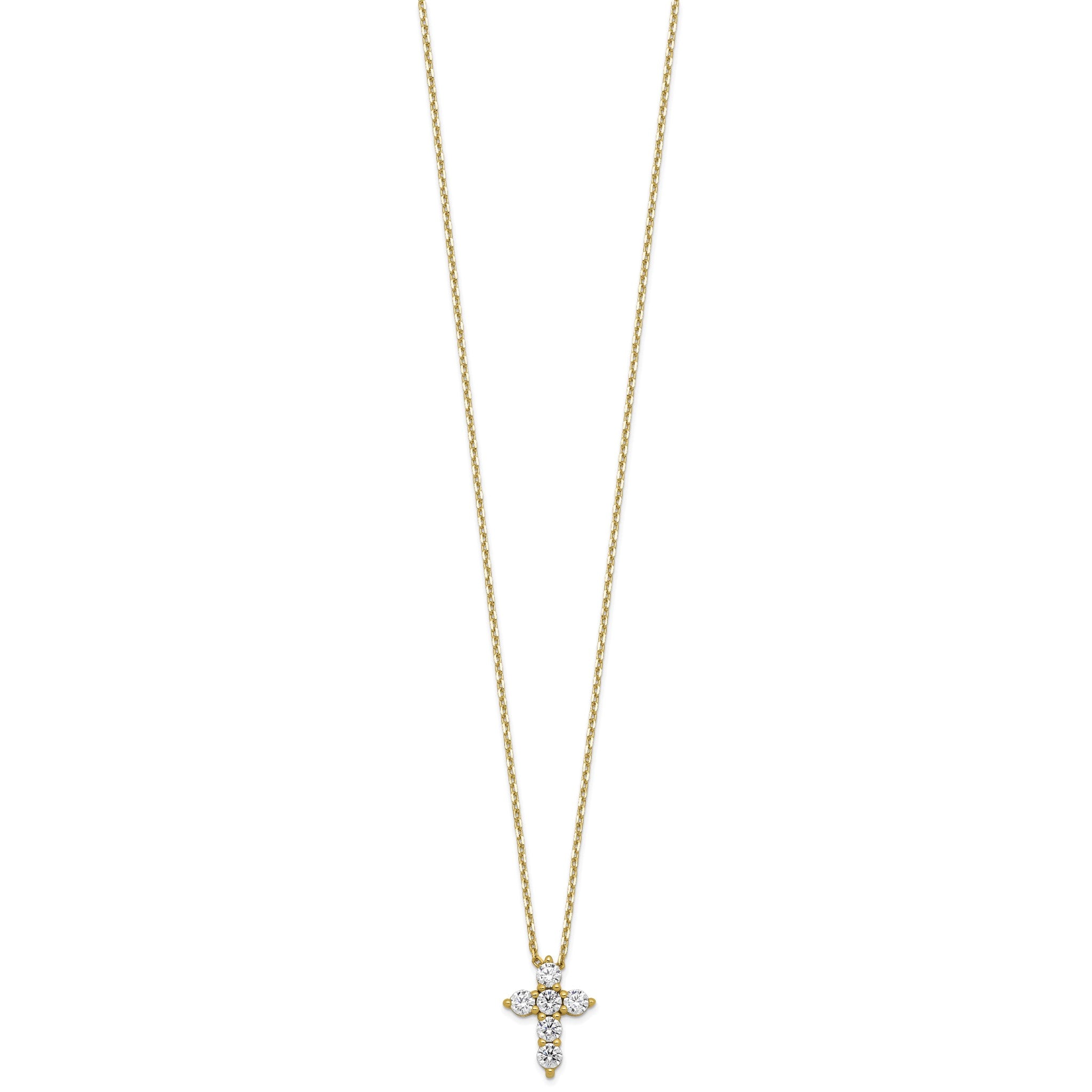 Six-Stone Cubic Zirconia Cross Necklace in Gold-Plated Sterling Silver Secondary image