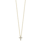 Six-Stone Cubic Zirconia Cross Necklace in Gold-Plated Sterling Silver - Sophia Jewelers