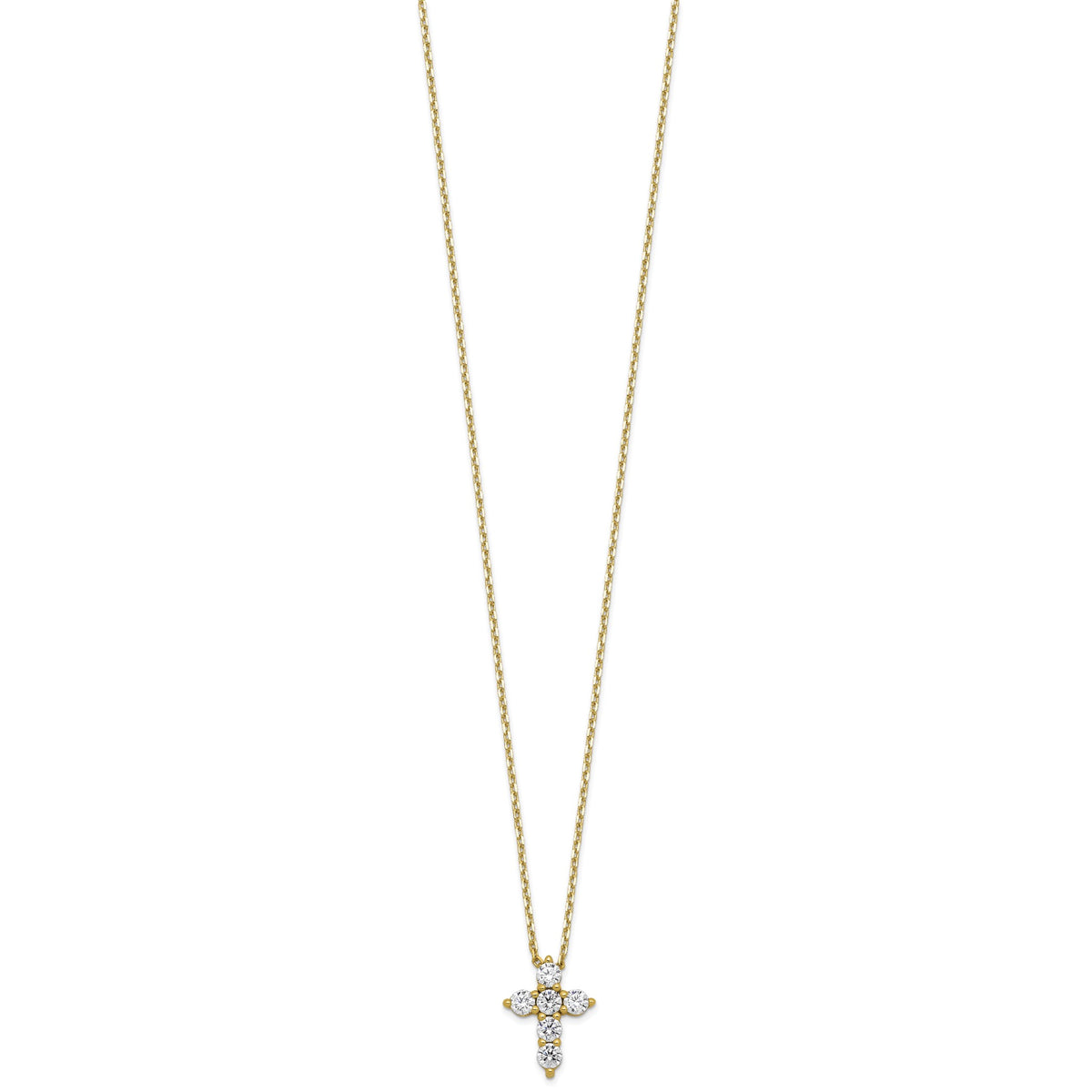 Six-Stone Cubic Zirconia Cross Necklace in Gold-Plated Sterling Silver - Sophia Jewelers