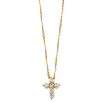 Six-Stone Cubic Zirconia Cross Necklace in Gold-Plated Sterling Silver - Sophia Jewelers