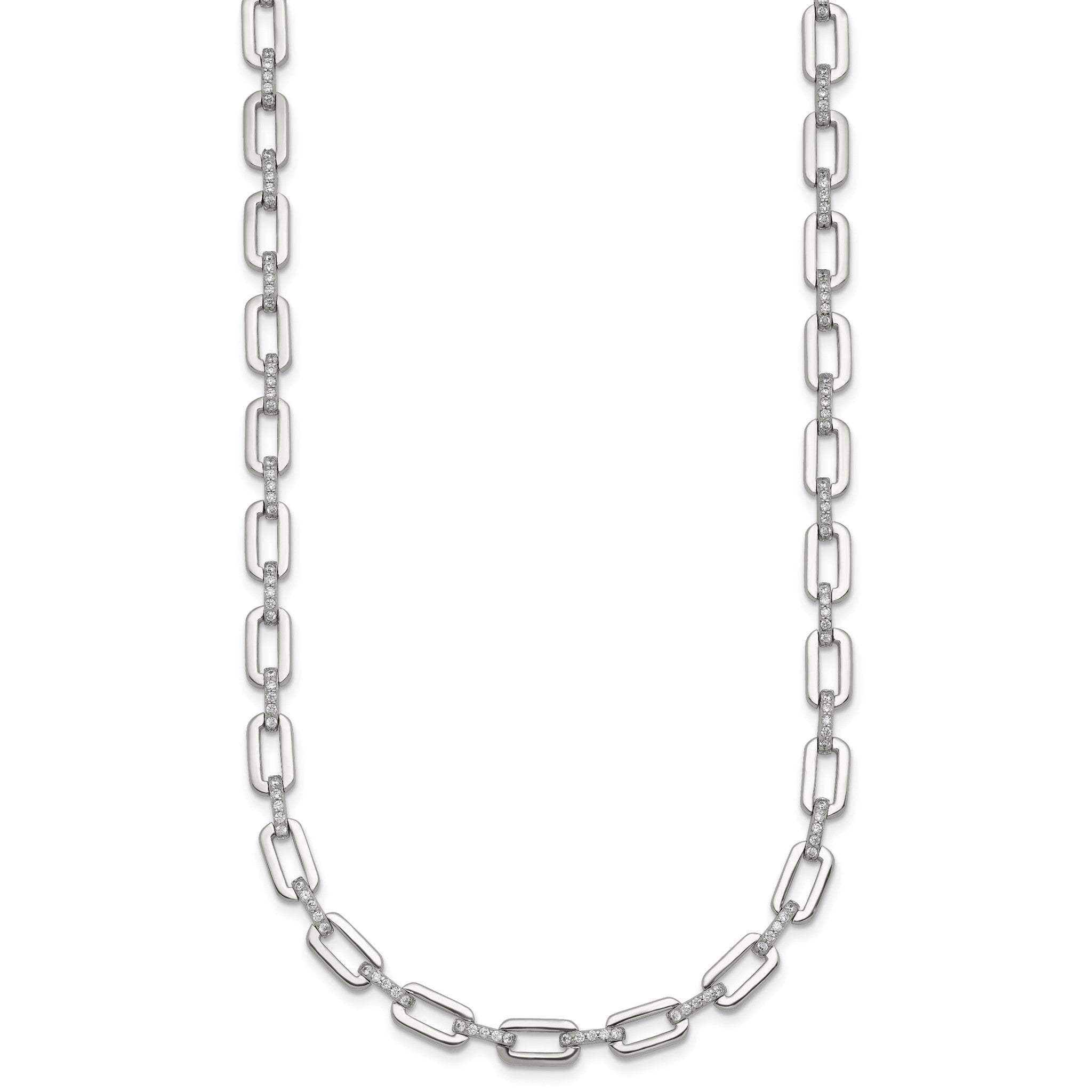 165-Stone Cubic Zirconia Paperclip Necklace in Sterling Silver, 17in Secondary image