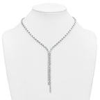 100-Stone Cubic Zirconia Drop Necklace in Sterling Silver, 17 Inch - Sophia Jewelers