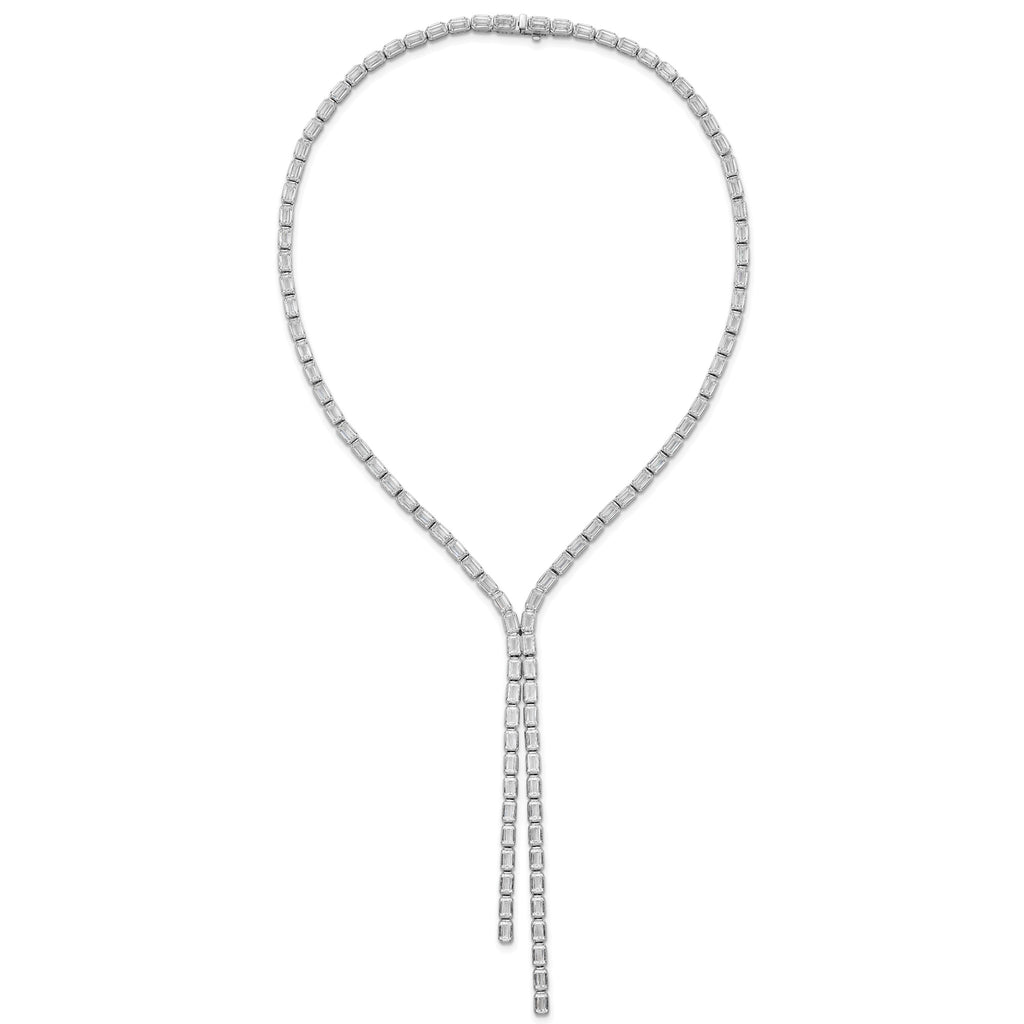 100-Stone Cubic Zirconia Drop Necklace in Sterling Silver, 17 Inch - Sophia Jewelers