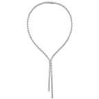 100-Stone Cubic Zirconia Drop Necklace in Sterling Silver, 17 Inch - Sophia Jewelers