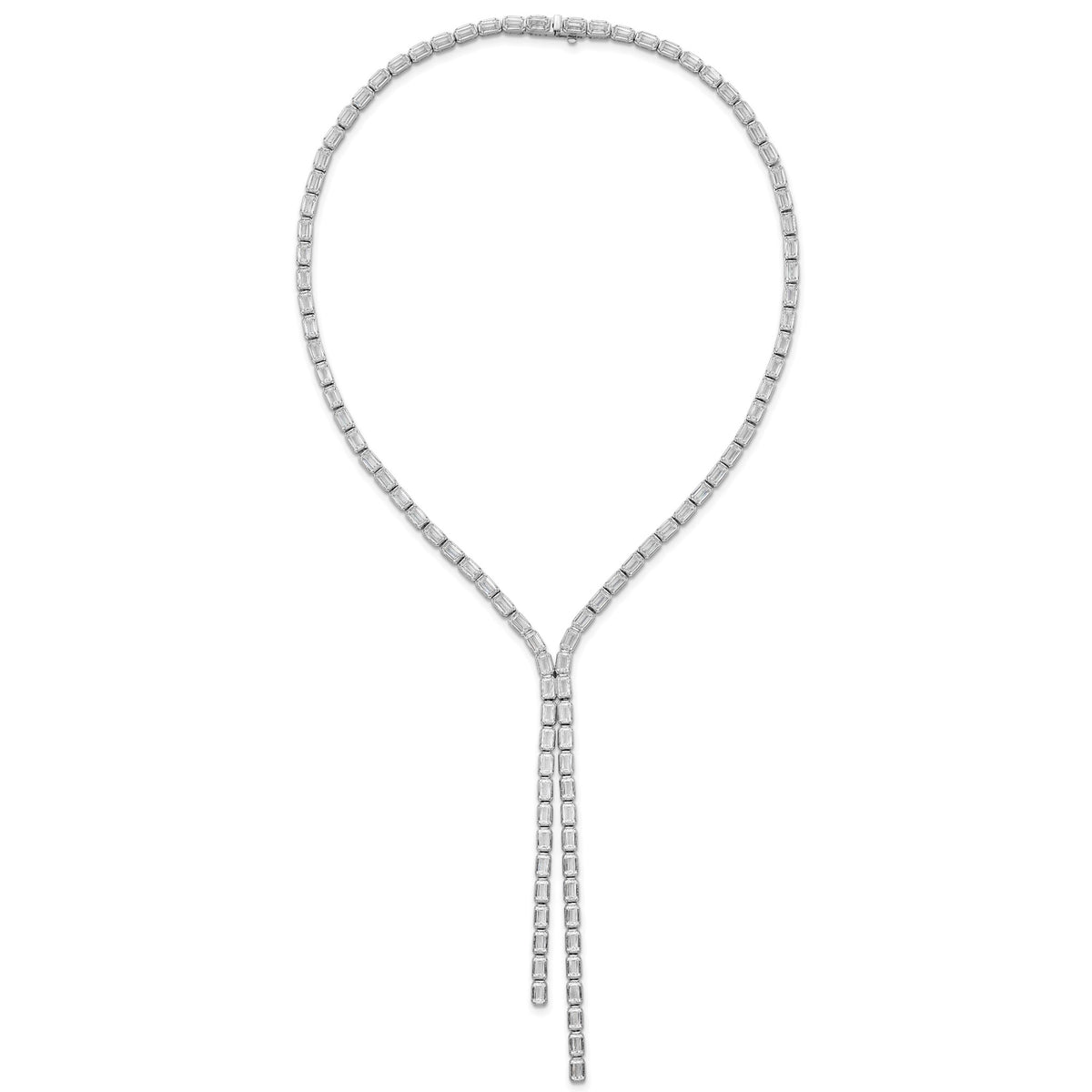 100-Stone Cubic Zirconia Drop Necklace in Sterling Silver, 17 Inch - Sophia Jewelers