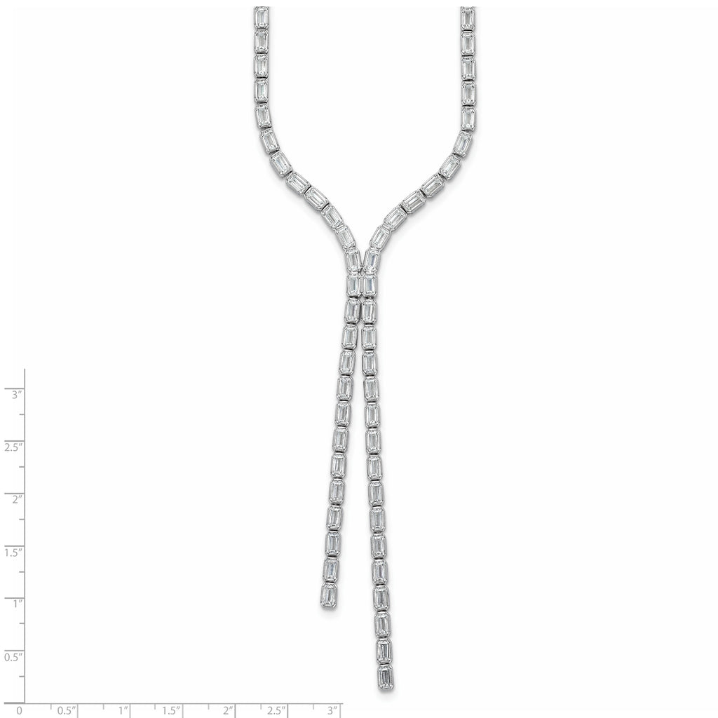 100-Stone Cubic Zirconia Drop Necklace in Sterling Silver, 17 Inch - Sophia Jewelers