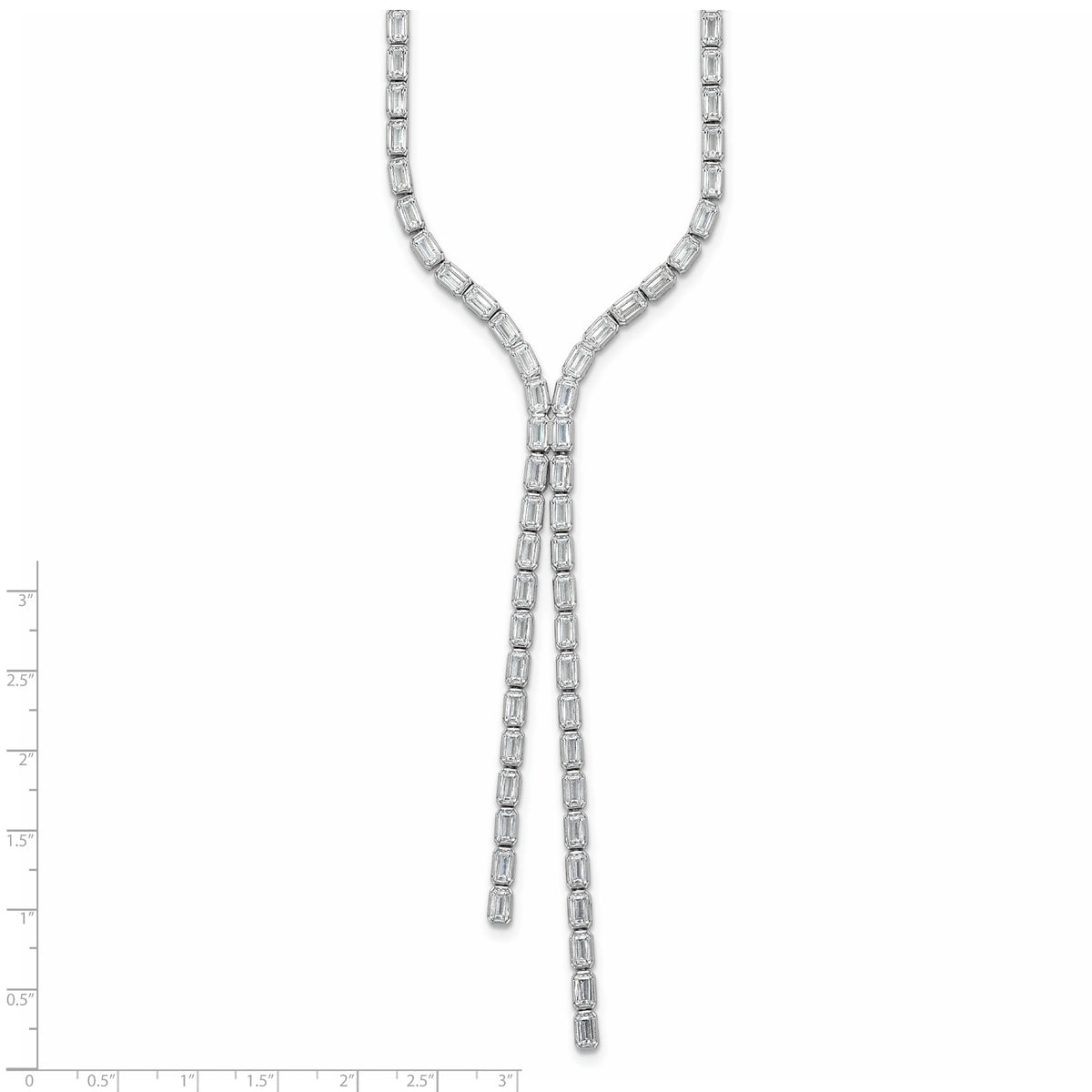 100-Stone Cubic Zirconia Drop Necklace in Sterling Silver, 17 Inch - Sophia Jewelers