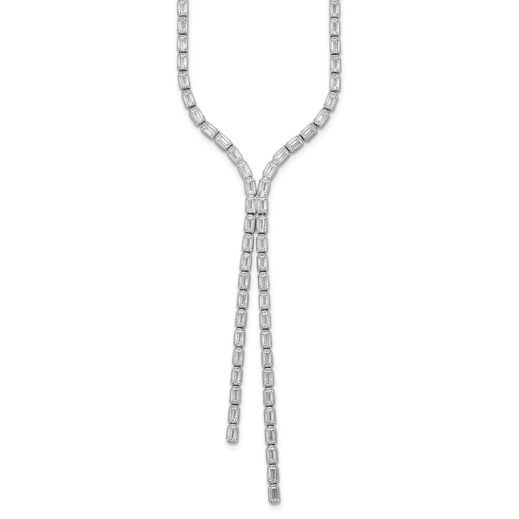 100-Stone Cubic Zirconia Drop Necklace in Sterling Silver, 17 Inch - Sophia Jewelers