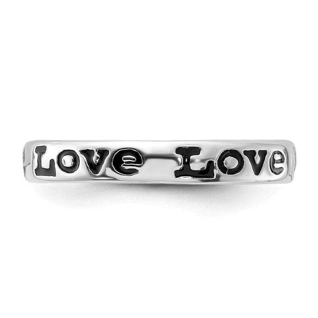 Sterling Silver Stackable Expressions Polished Enameled Love Ring