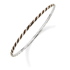 Sterling Silver Stackable Expressions Twisted Brown Enamel Bangle