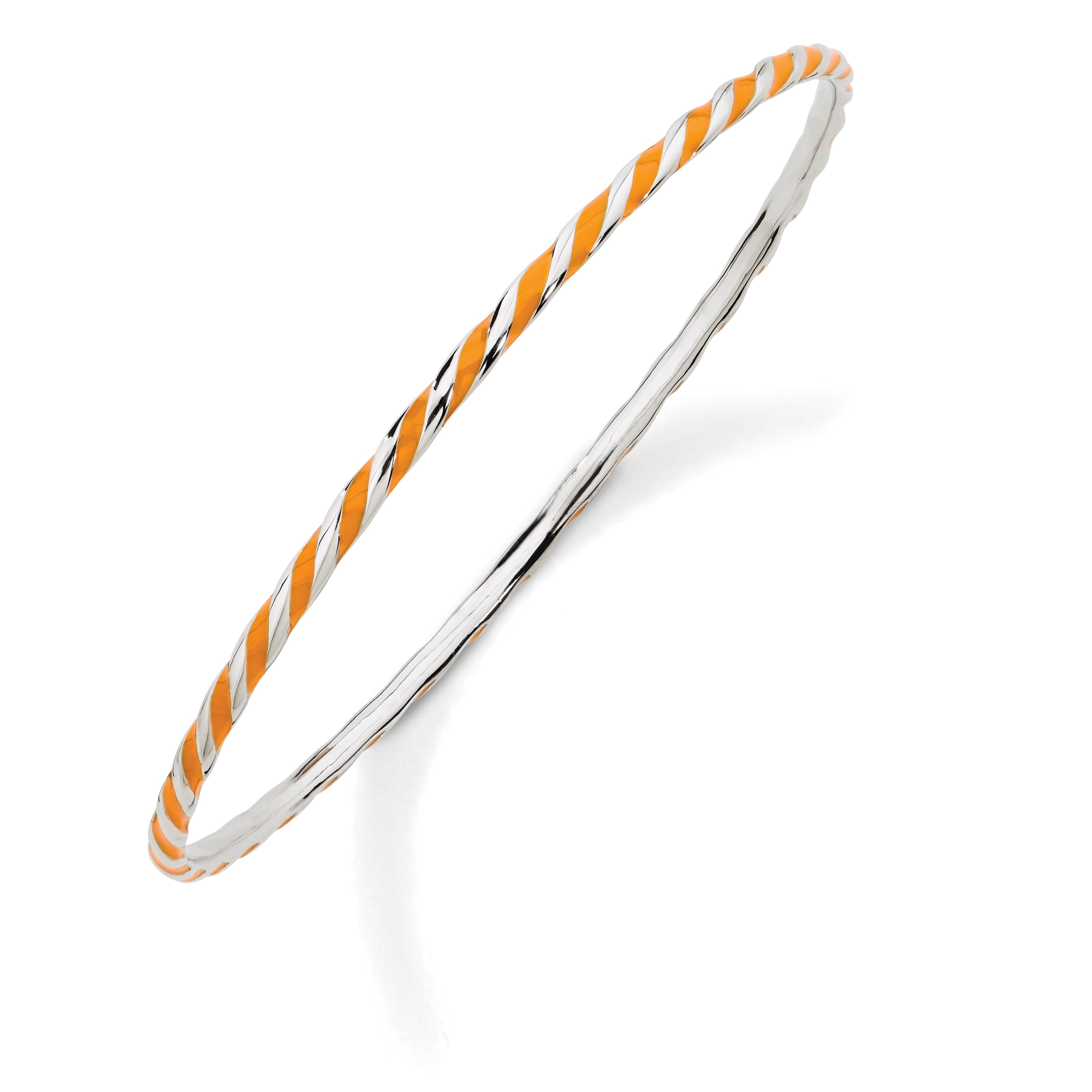 Sterling Silver Stackable Expressions Twisted Orange Enamel Bangle Main image