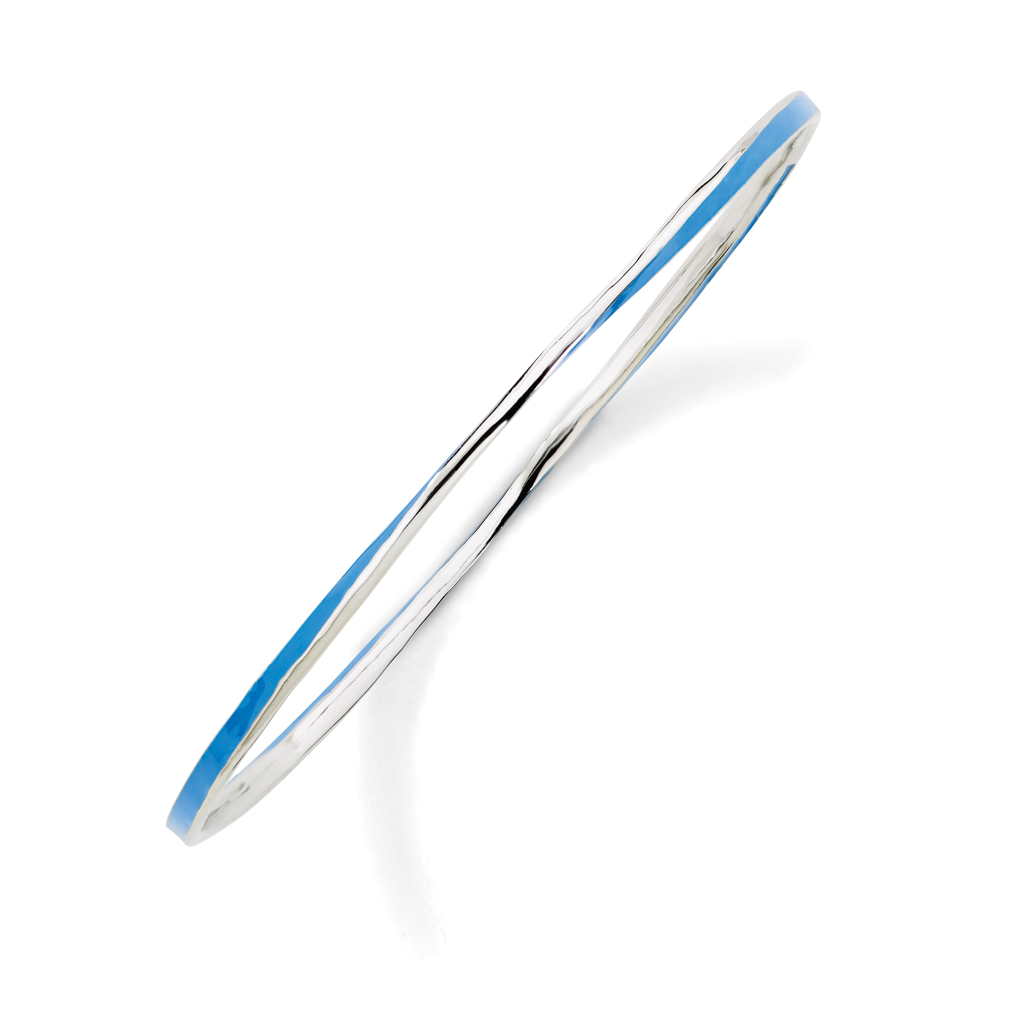 Sterling Silver Stackable Expressions Twisted Blue Enamel Bangle Main image