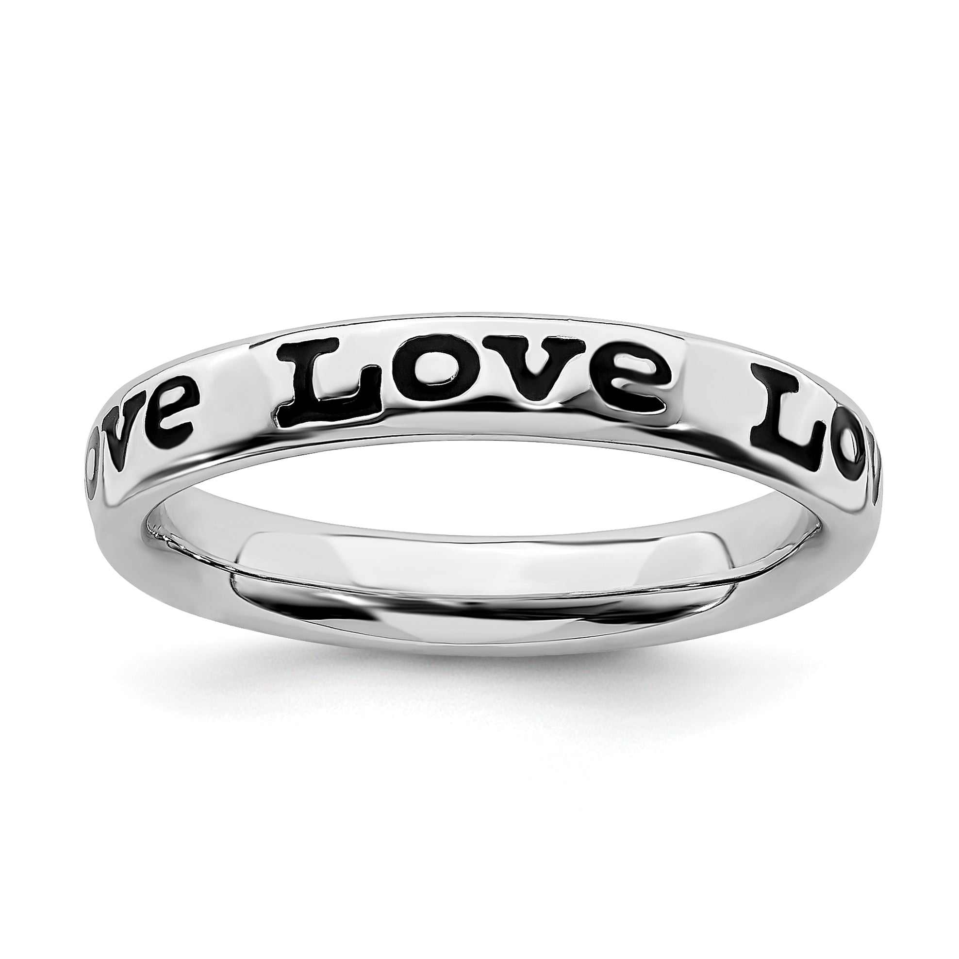 Sterling Silver Stackable Expressions Polished Enameled Love Ring Main image