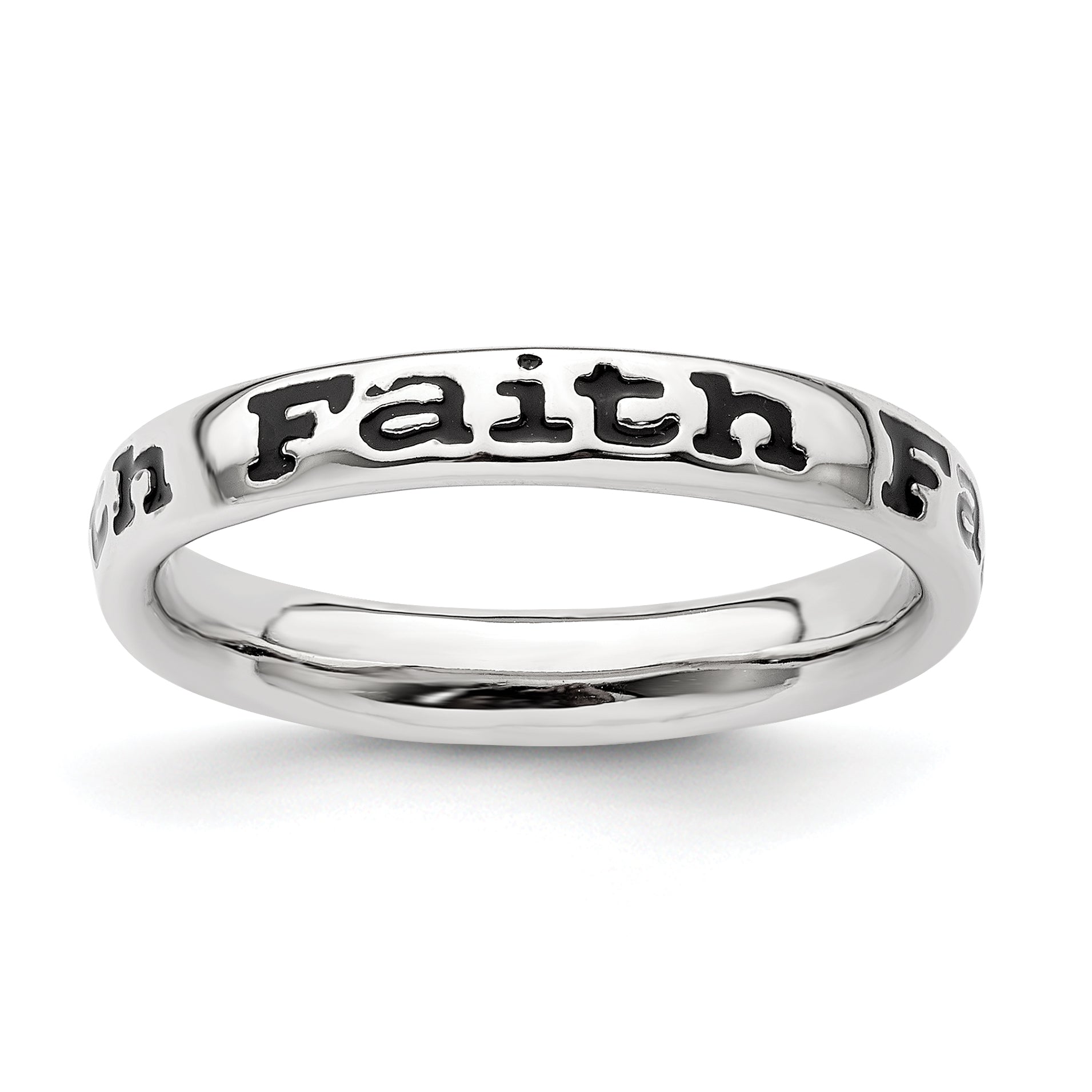 Sterling Silver Stackable Expressions Polished Enameled Faith Ring Main image