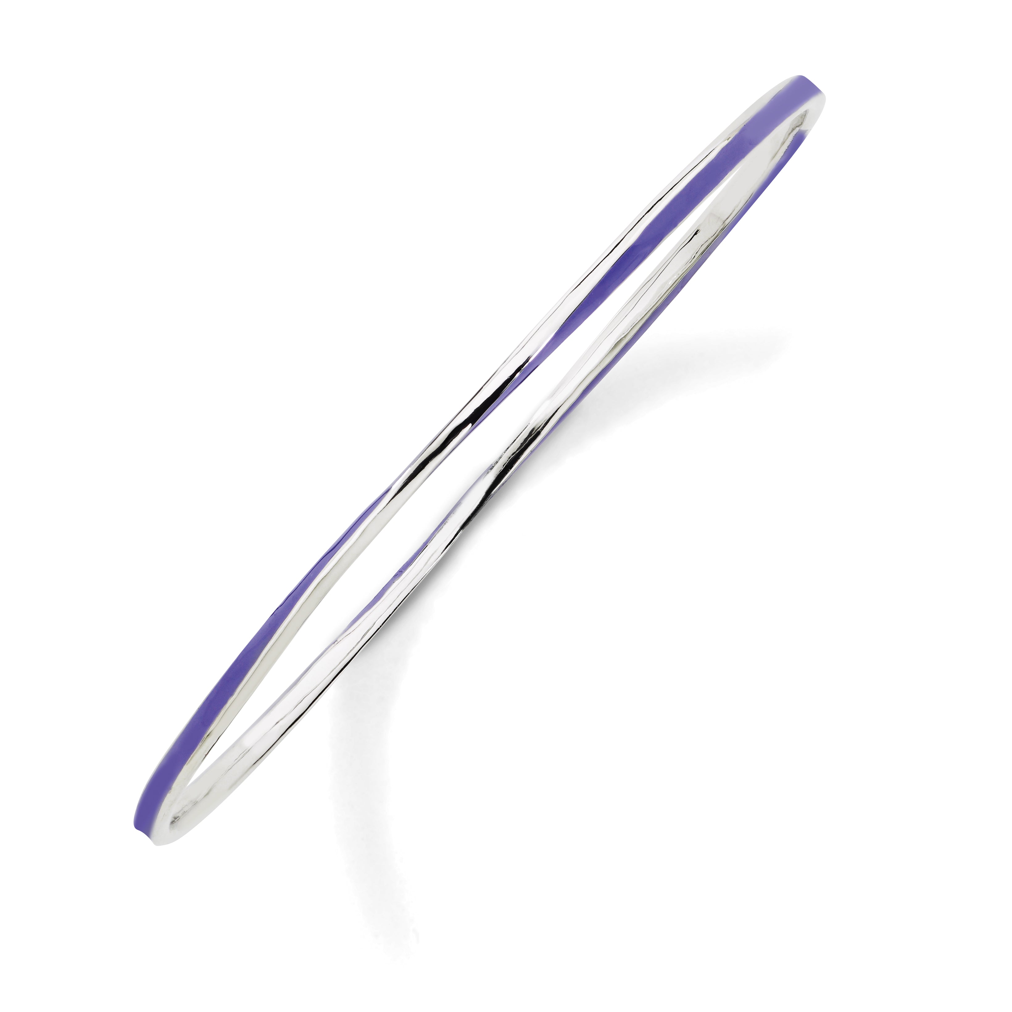 Sterling Silver Stackable Expressions Twisted Purple Enamel Bangle Main image