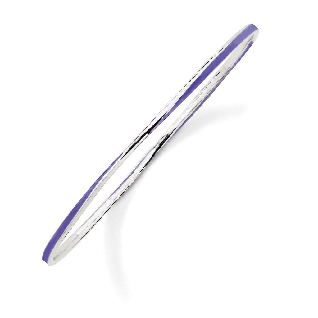 Sterling Silver Stackable Expressions Twisted Purple Enamel Bangle