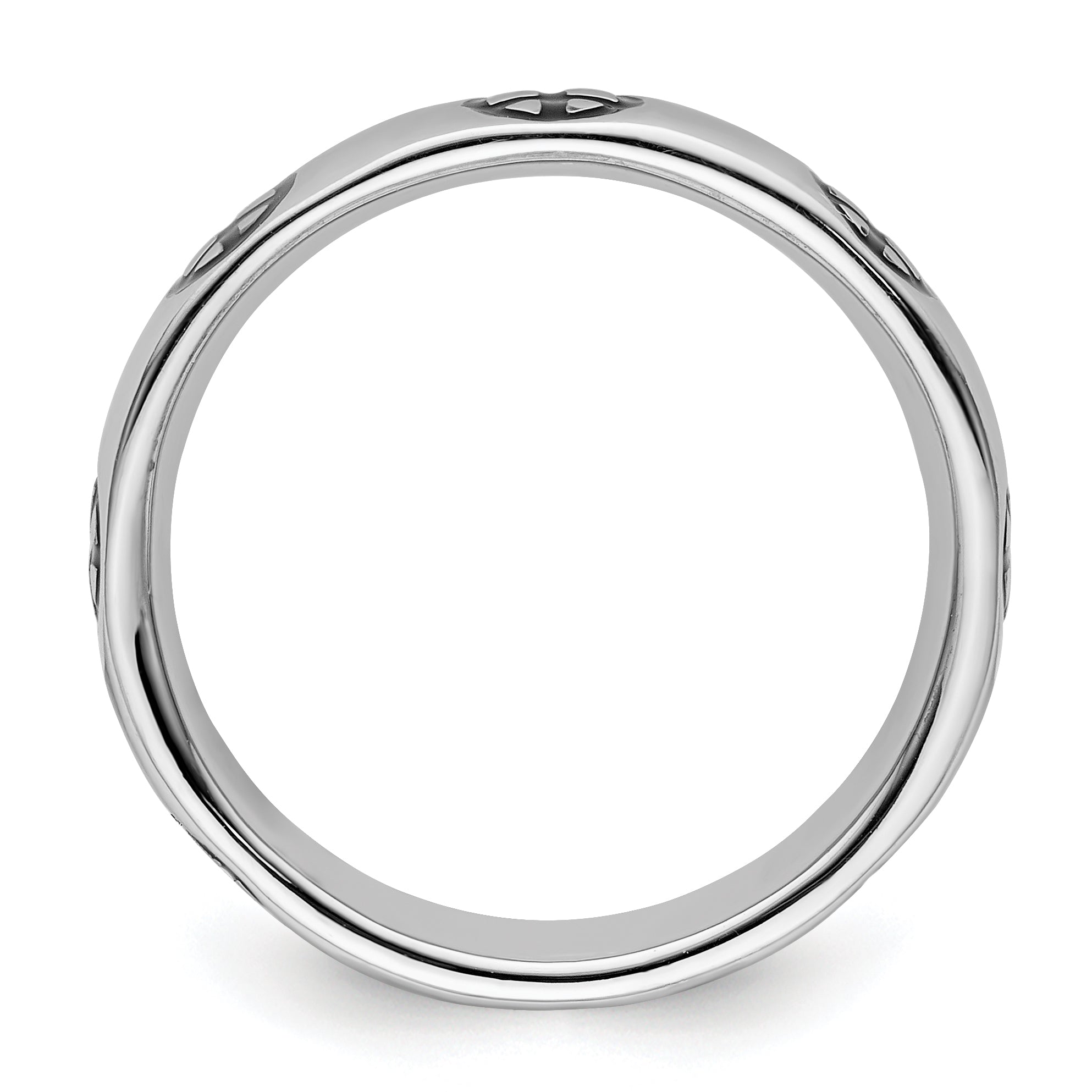 Sterling Silver Stackable Expressions Polished Enameled Peace Sign Ring Secondary image