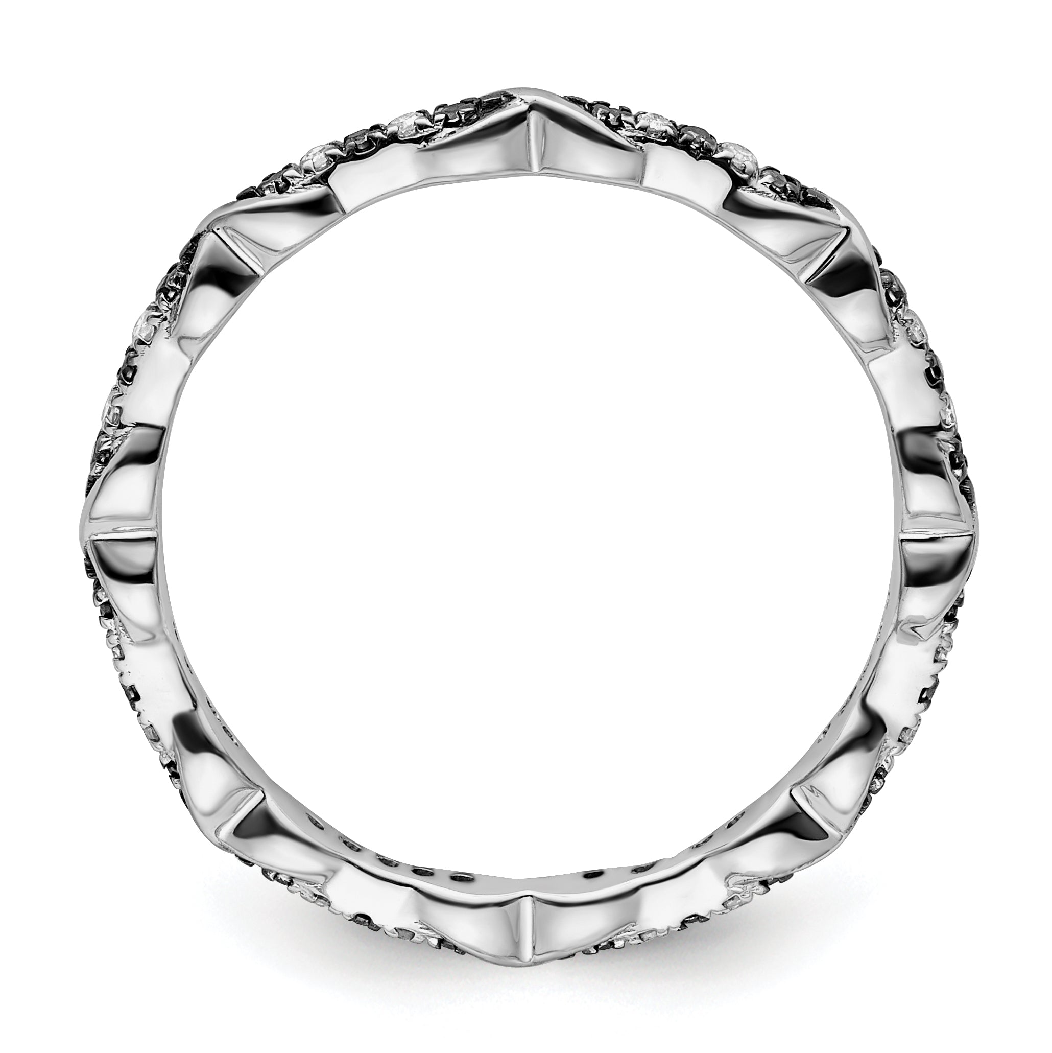 Sterling Silver Stackable Expressions Black & White Diamond Ring Secondary image