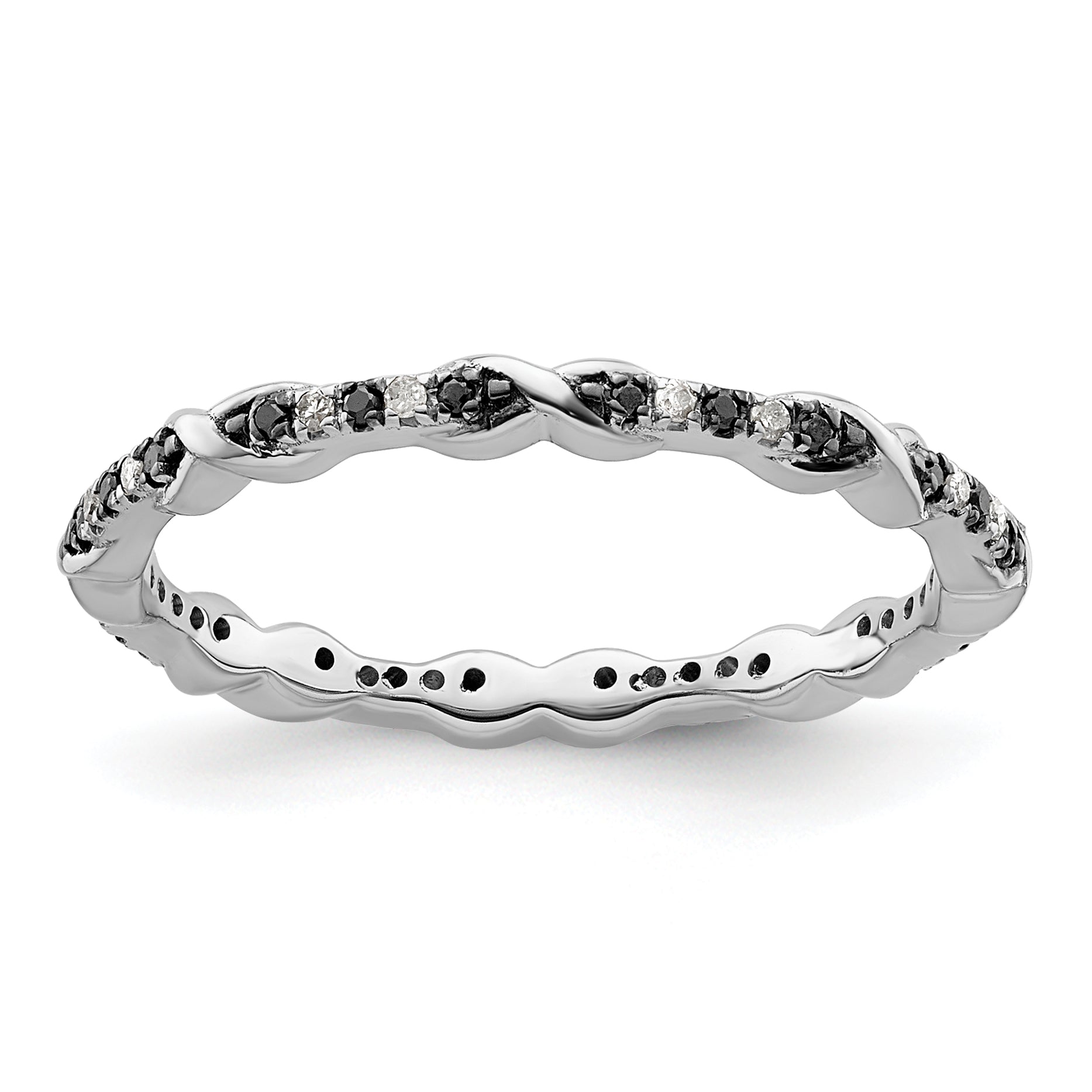 Sterling Silver Stackable Expressions Black & White Diamond Ring Main image