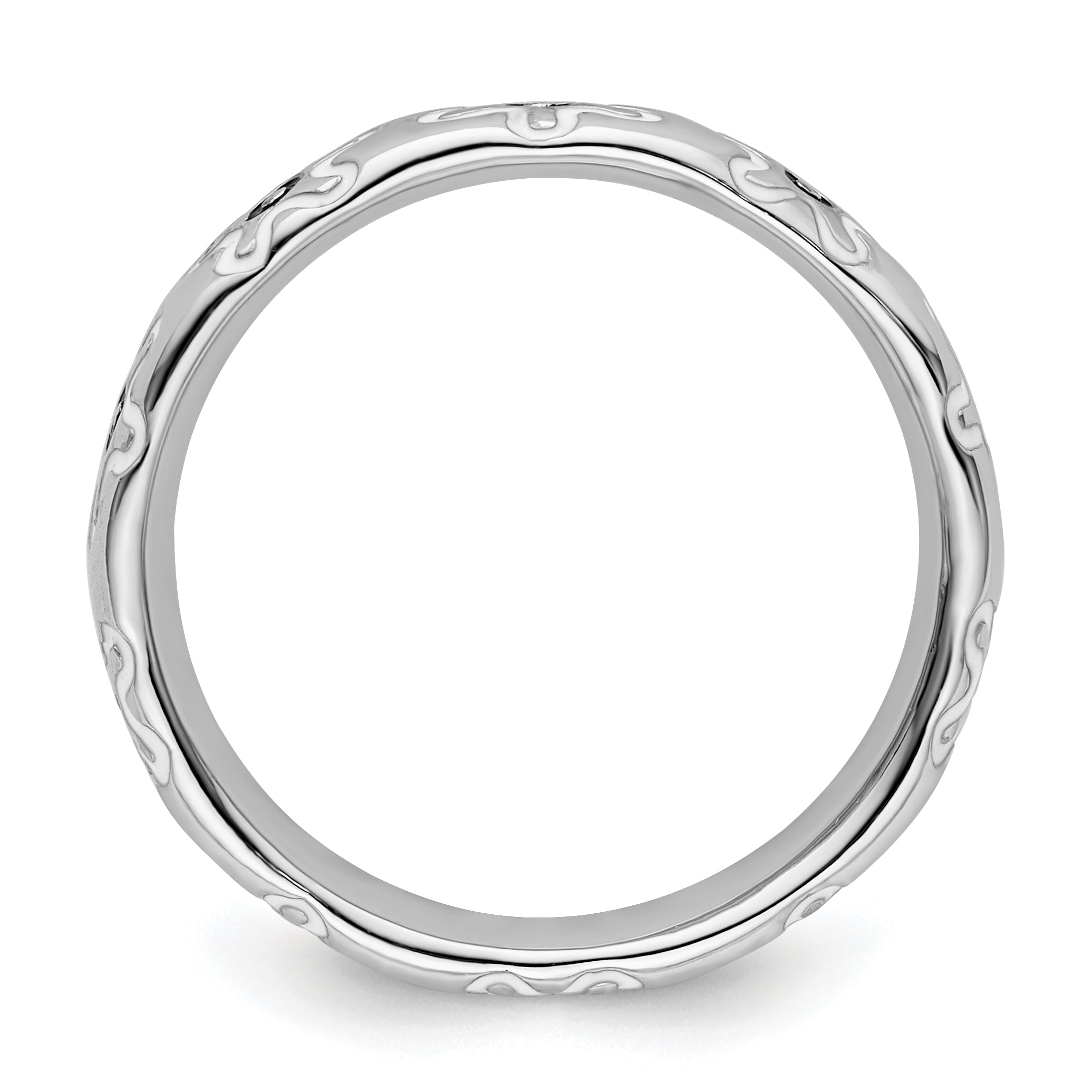 Sterling Silver Stackable Expressions Polished Enameled Flower Ring Secondary image