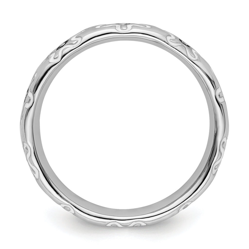 Sterling Silver Stackable Expressions Polished Enameled Flower Ring