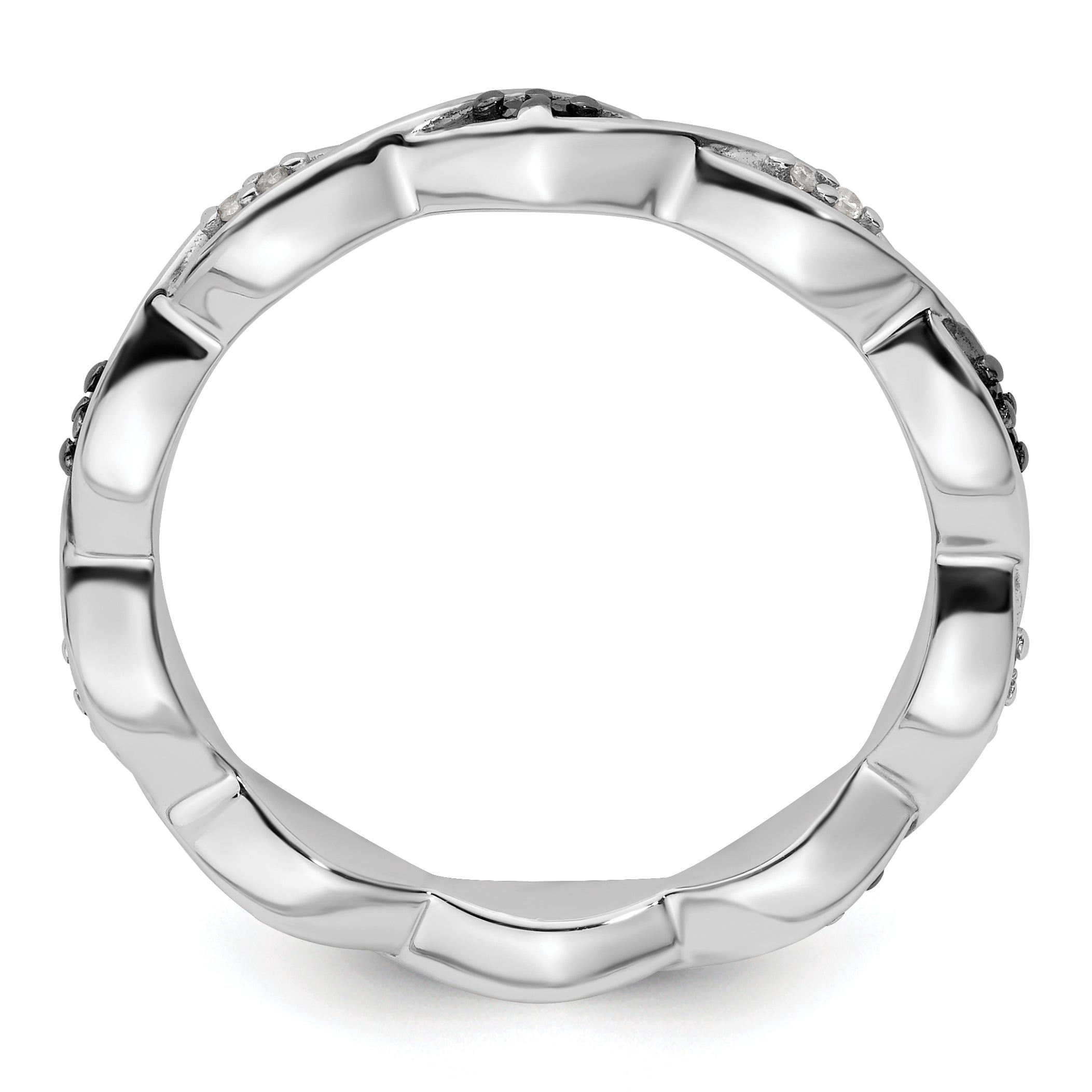 Sterling Silver Stackable Expressions Black & White Diamond Ring Secondary image