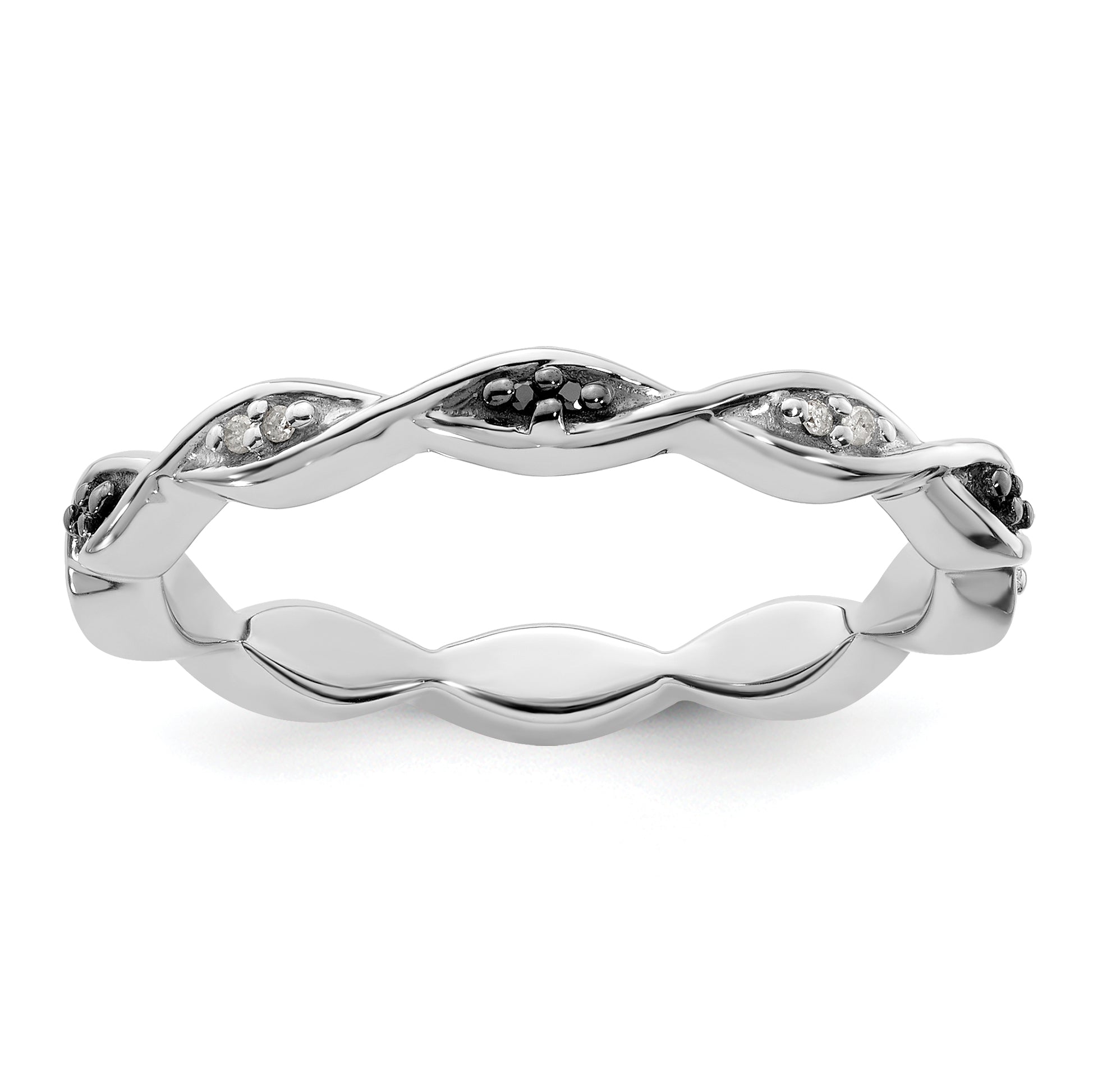 Sterling Silver Stackable Expressions Black & White Diamond Ring Main image