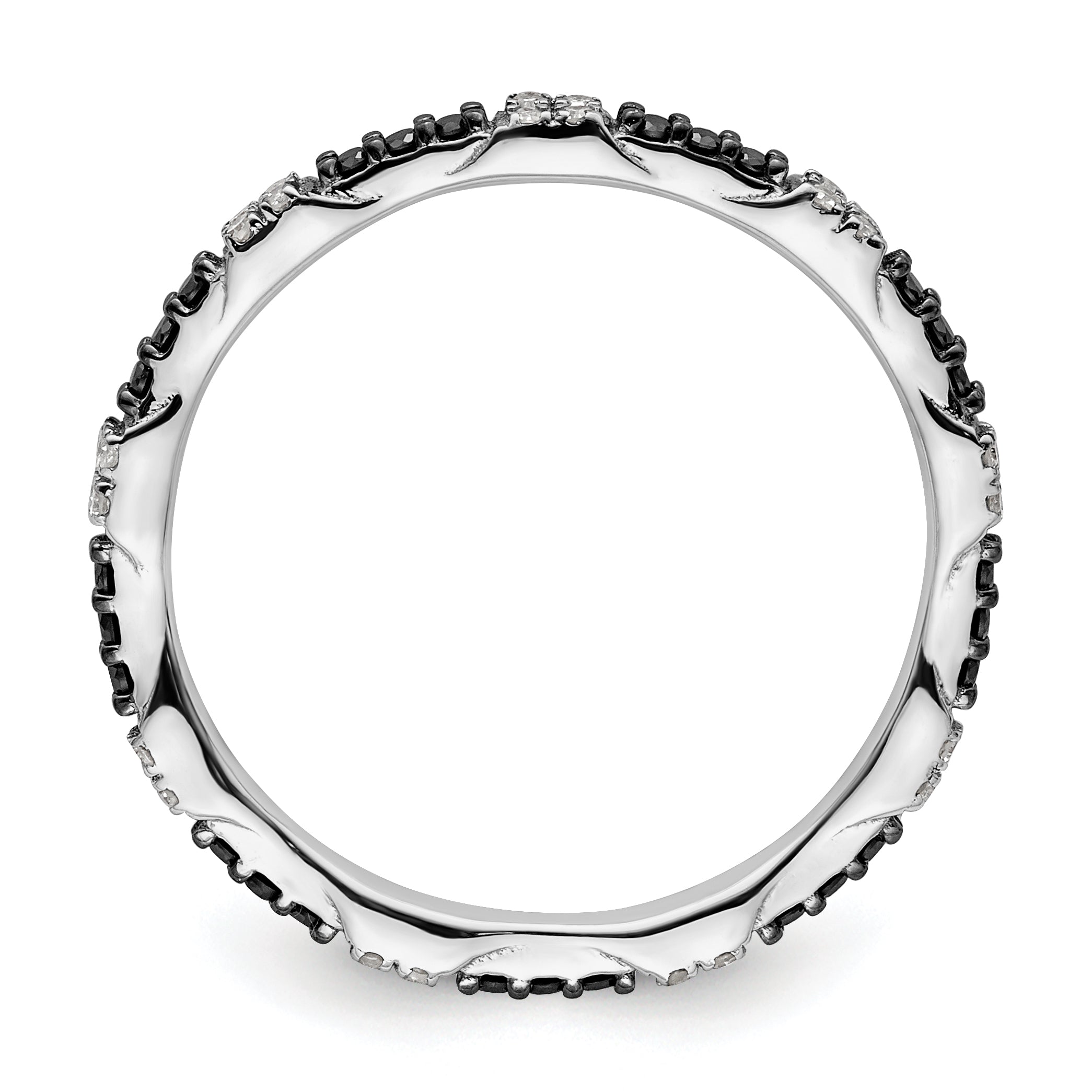 Sterling Silver Stackable Expressions Black & White Diamond Ring Secondary image