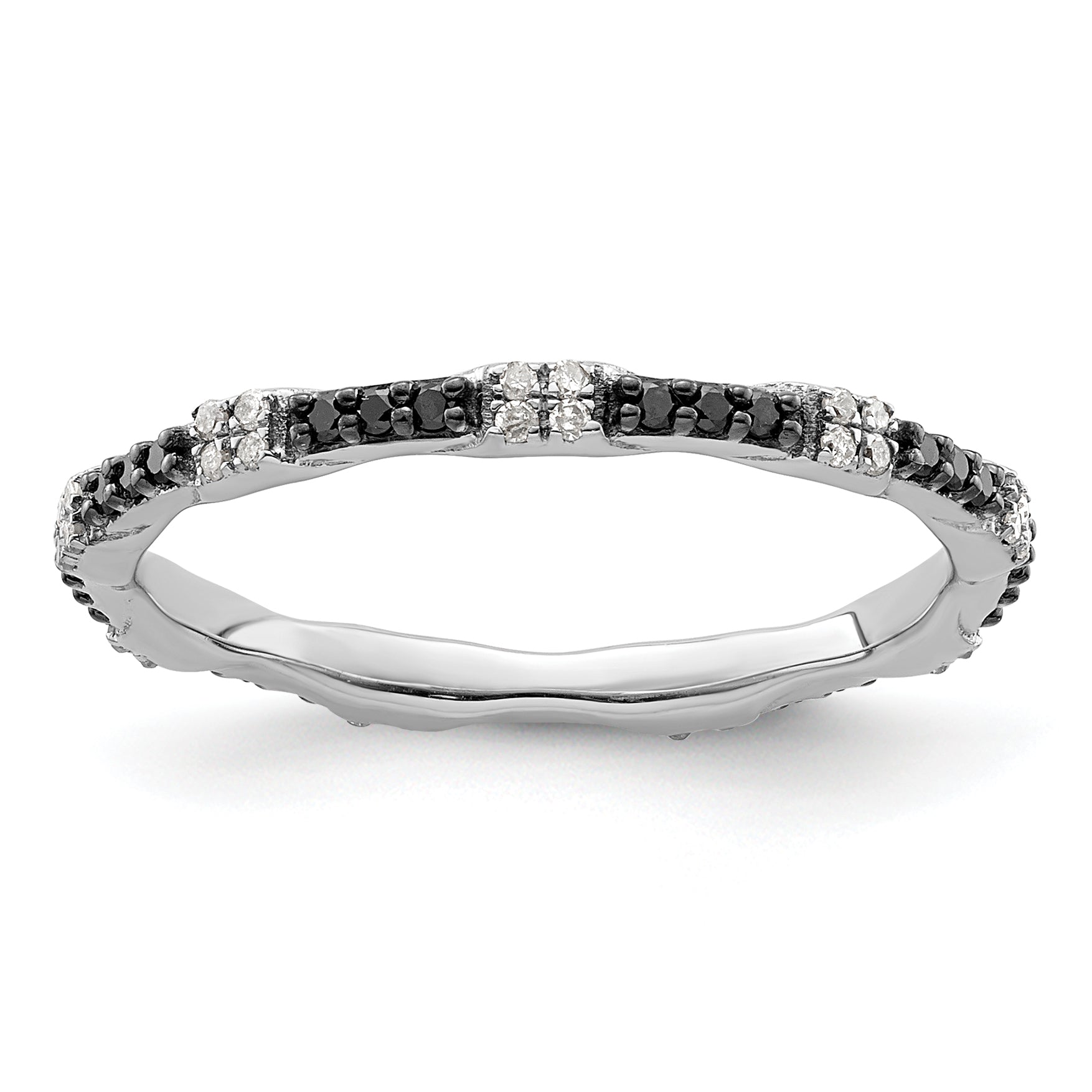 Sterling Silver Stackable Expressions Black & White Diamond Ring Main image