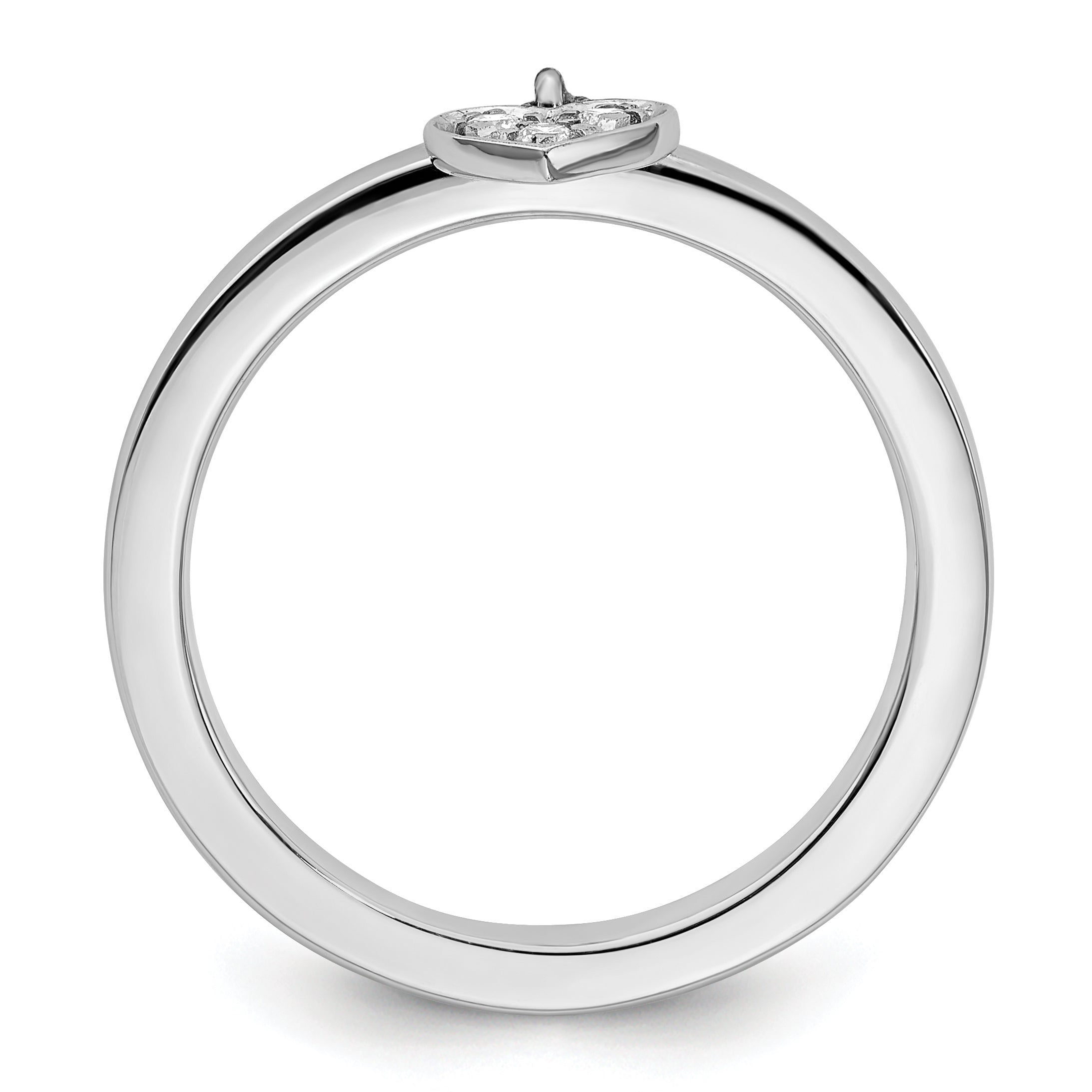 Sterling Silver Stackable Expressions Dangle Heart Diamond Ring Secondary image