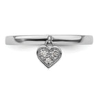 Sterling Silver Stackable Expressions Dangle Heart Diamond Ring