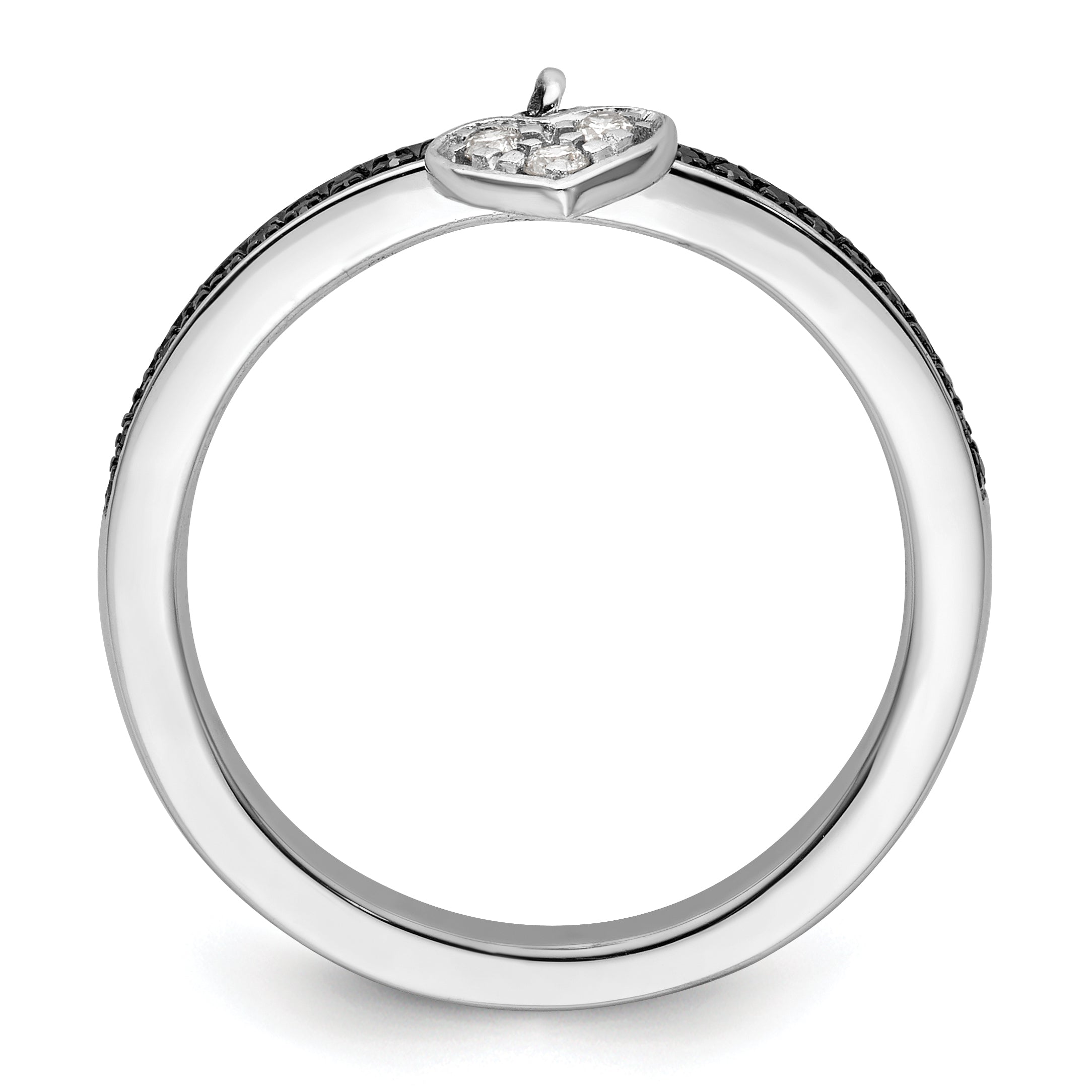 Sterling Silver Stackable Expressions Heart Black & White Diamond Ring Secondary image