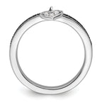 Sterling Silver Stackable Expressions Heart Black & White Diamond Ring