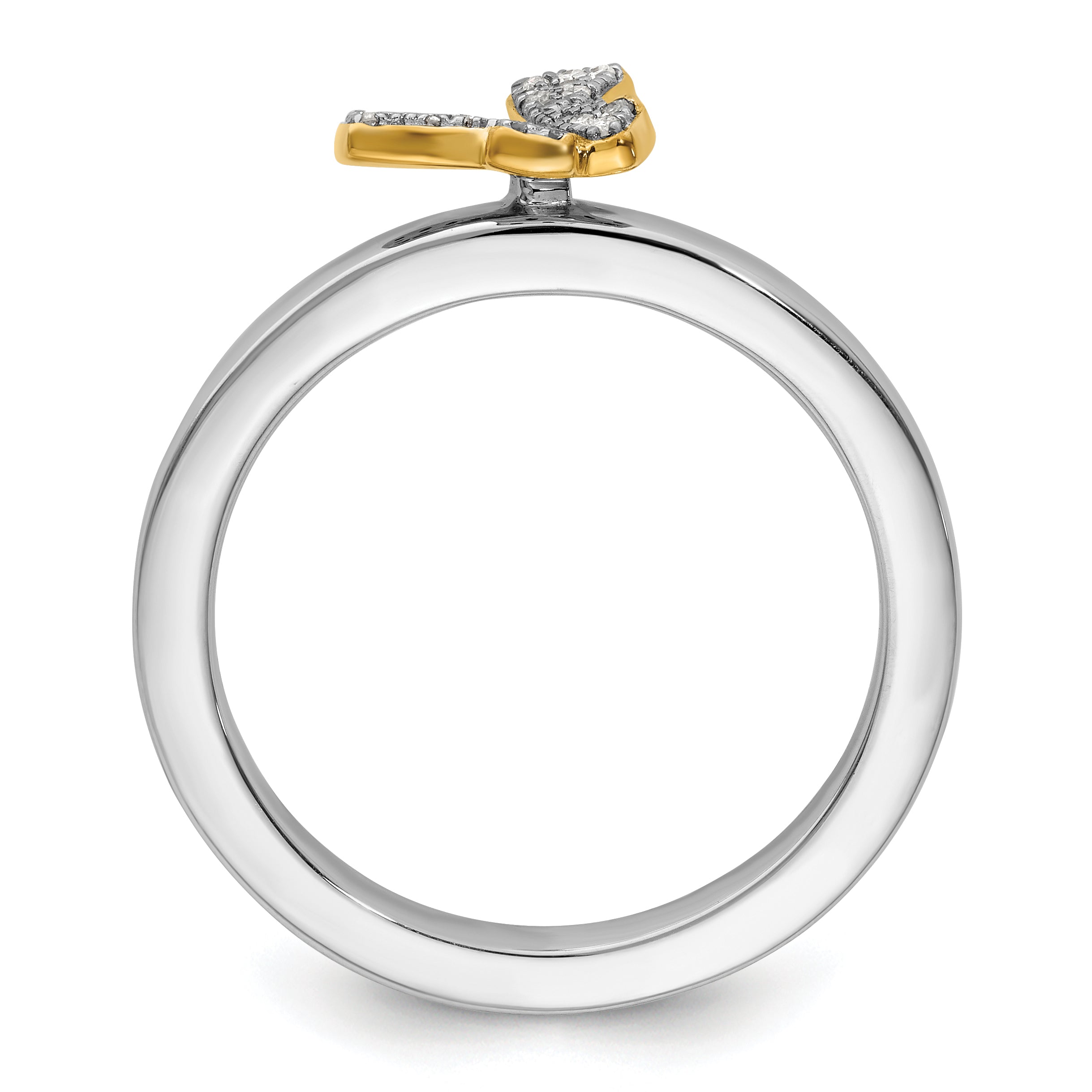Sterling Silver Stackable Expressions Gold-plate Butterfly Diamond Ring Secondary image