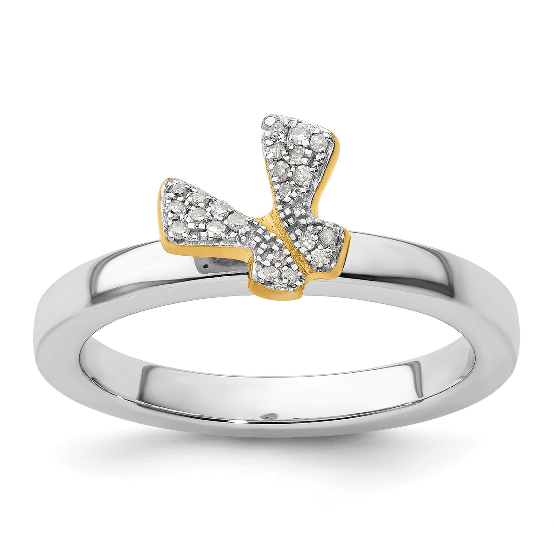 Sterling Silver Stackable Expressions Gold-plate Butterfly Diamond Ring Main image