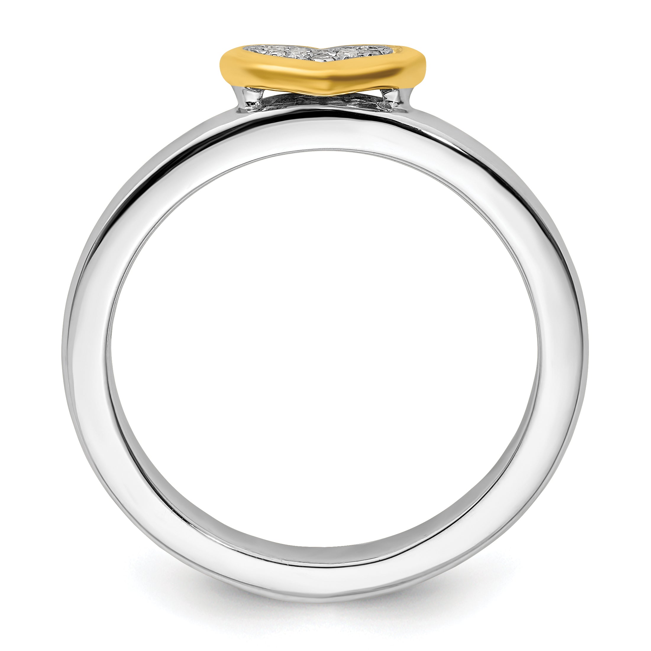 Sterling Silver Stackable Expressions Gold-plated Heart w/Diamond Ring Secondary image
