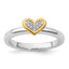 Sterling Silver Stackable Expressions Gold-plated Heart w/Diamond Ring