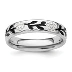 Sterling Silver Stackable Expressions Polished Enameled Flower Ring