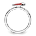 Sterling Silver Stackable Expressions Polished Red Enameled Heart Ring