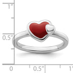 Sterling Silver Stackable Expressions Polished Red Enameled Heart Ring