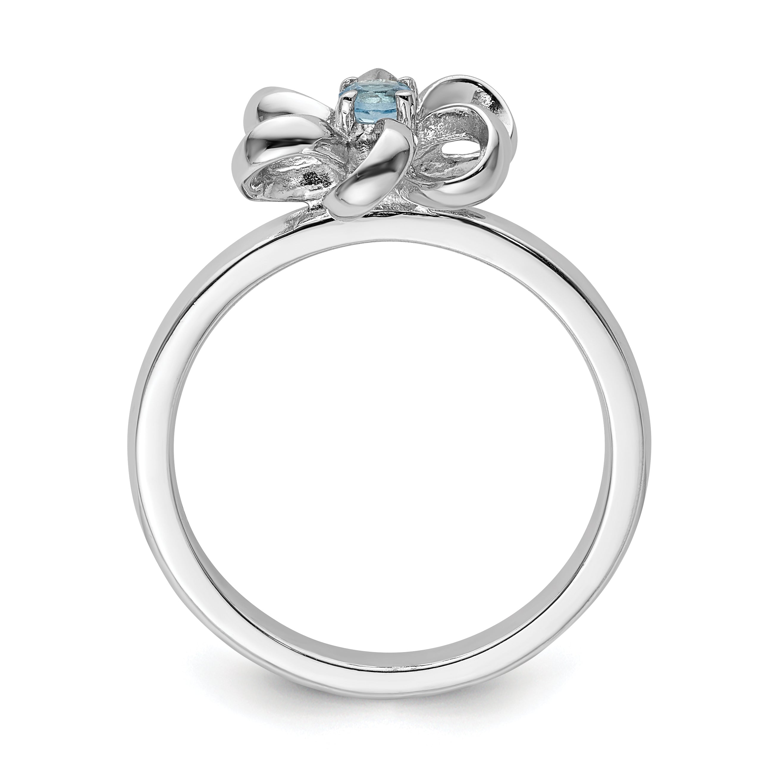 Sterling Silver Stackable Expressions Polished Blue Topaz Flower Ring Secondary image