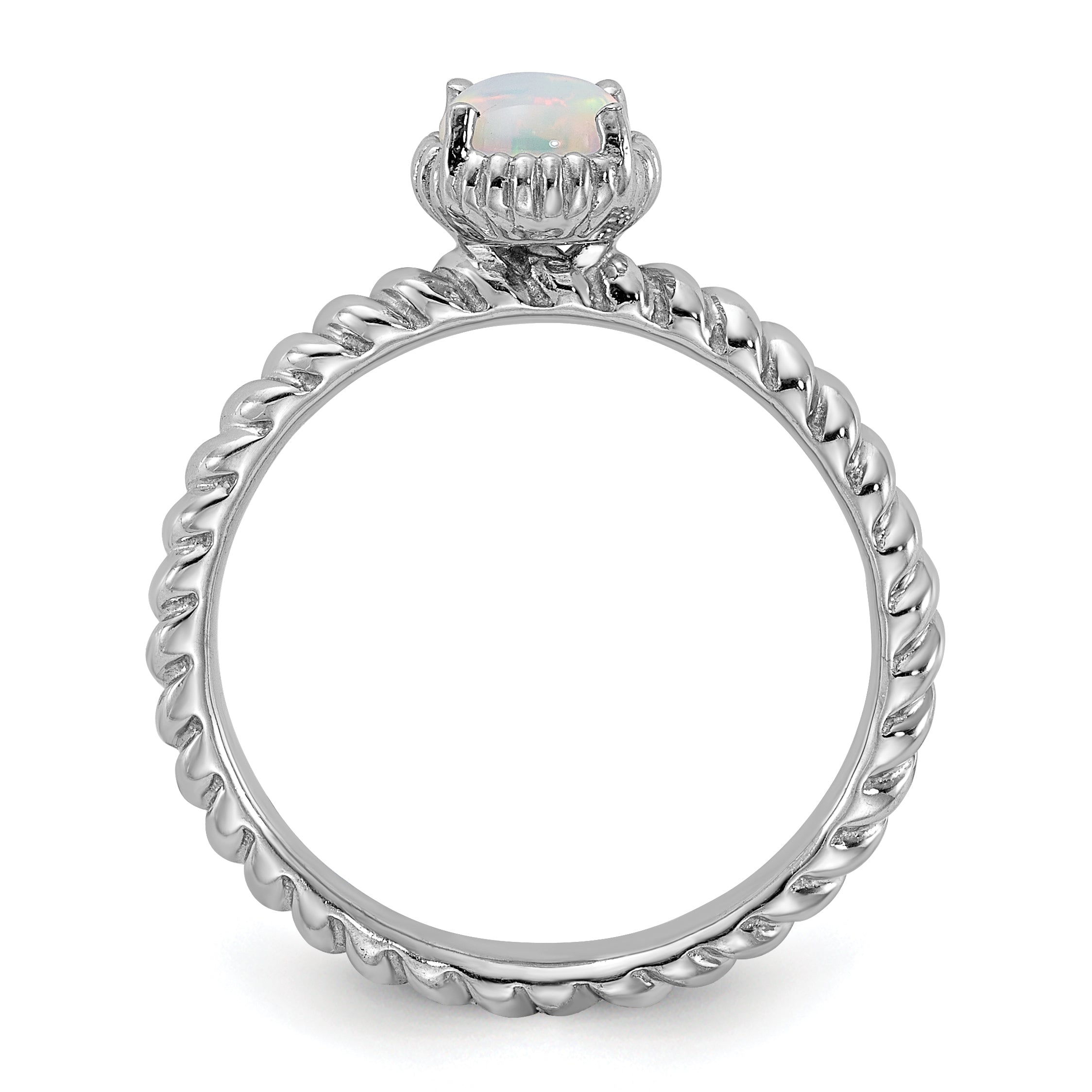 Sterling Silver Stackable Expressions Created Opal Ring Secondary image