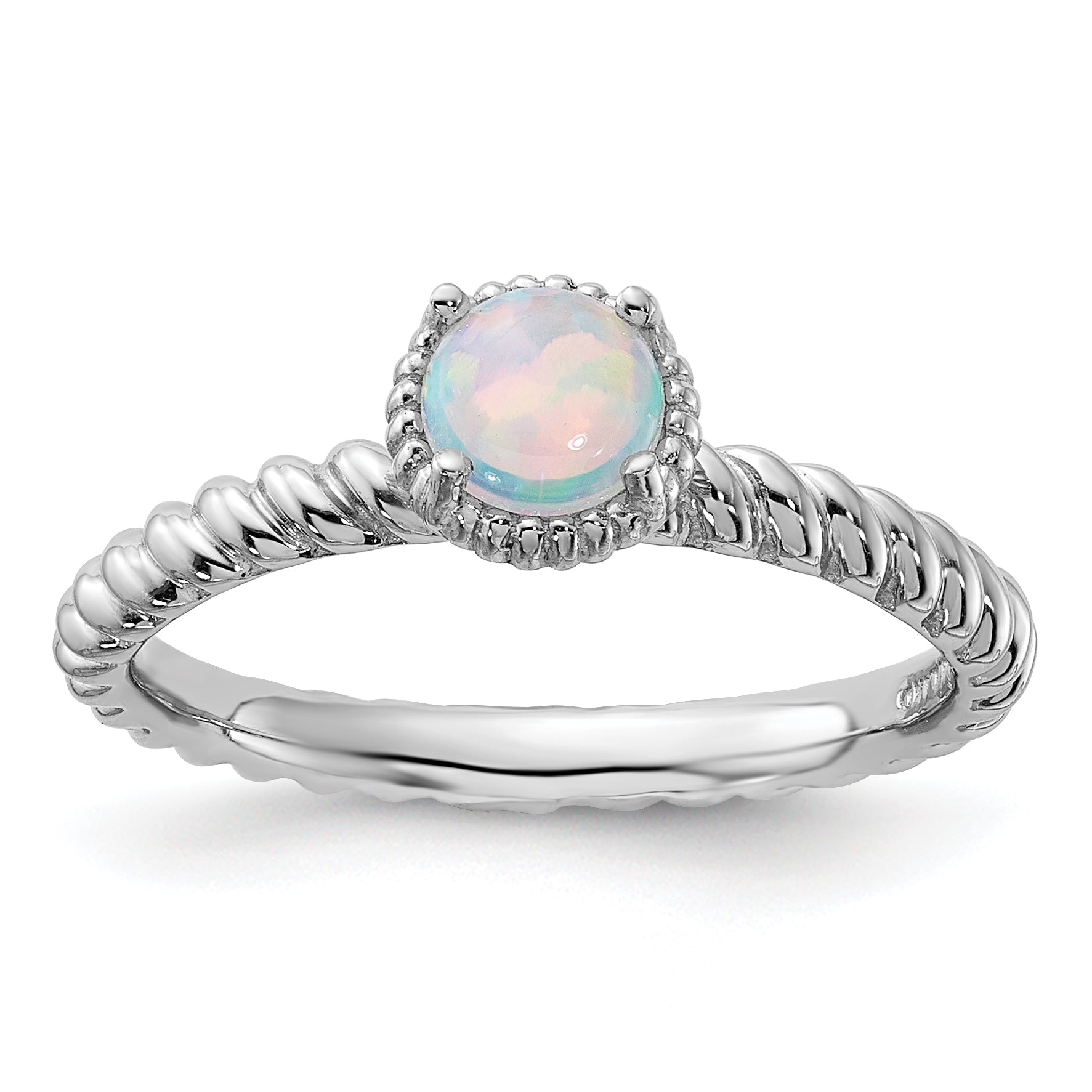 Sterling Silver Stackable Expressions Created Opal Ring Main image