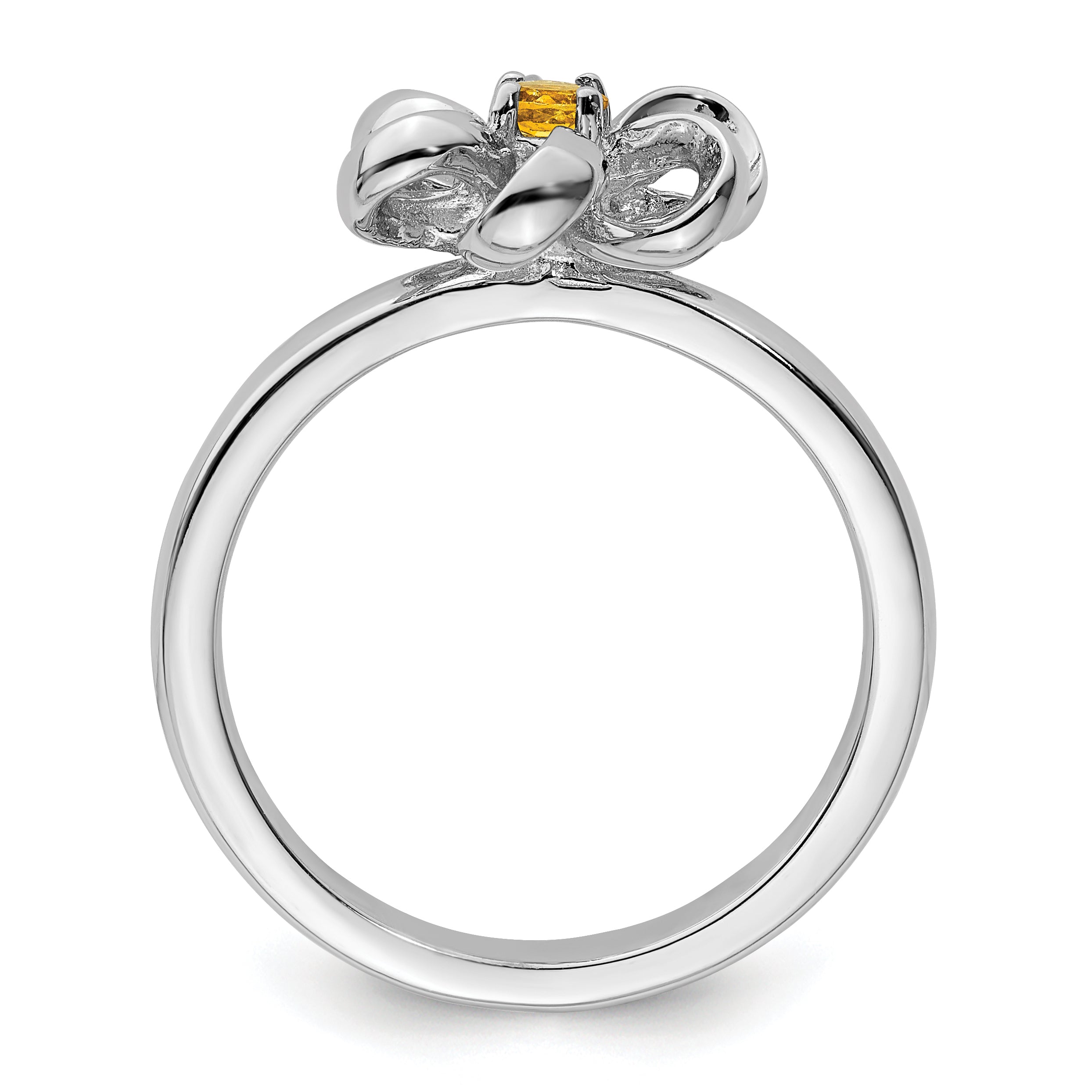 Sterling Silver Stackable Expressions Polished Citrine Flower Ring Secondary image
