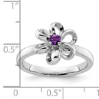 Sterling Silver Stackable Expressions Polished Amethyst Flower Ring